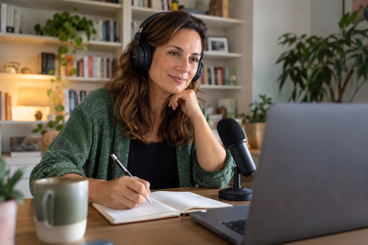 English teacher listening to a learner during a live online session